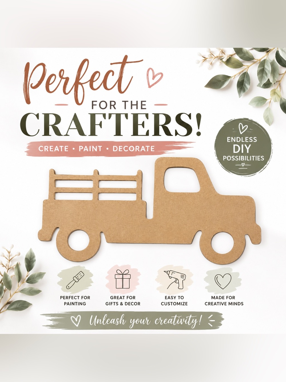 DIY Wooden Truck Cutout | Craft Blank | Paintable Decor | Farmhouse DIY